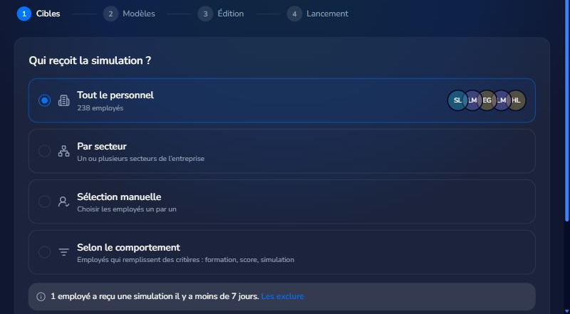 Étape Cibles de l'assistant de campagne