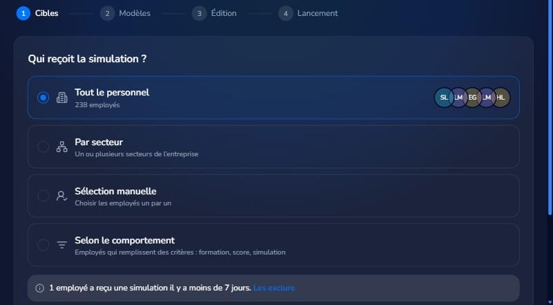 Étape Cibles de l'assistant de campagne