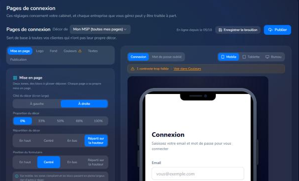 Éditeur des pages de connexion