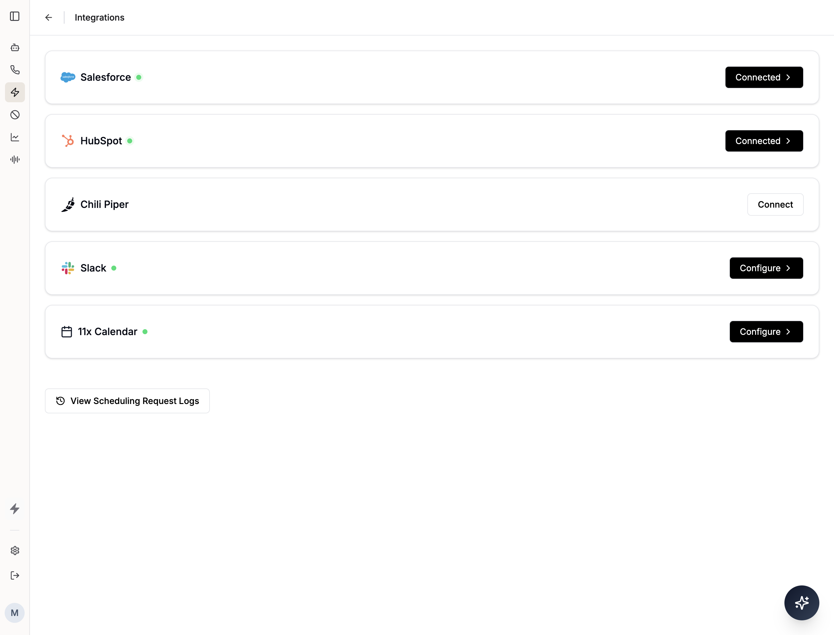 Connected Salesforce and HubSpot integrations