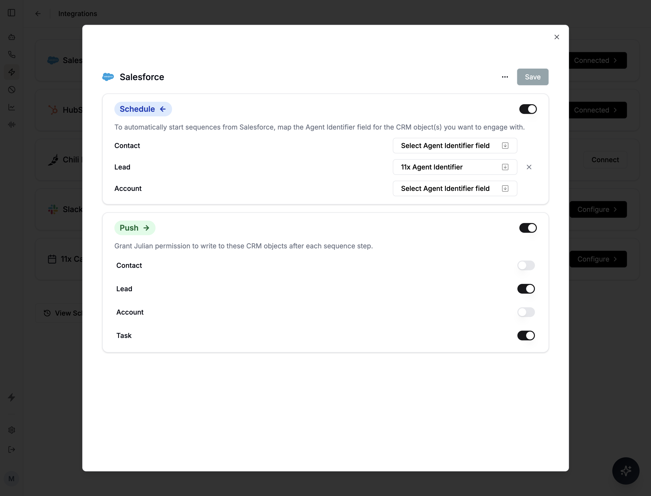 Salesforce Agent Identifier mapping and write permissions