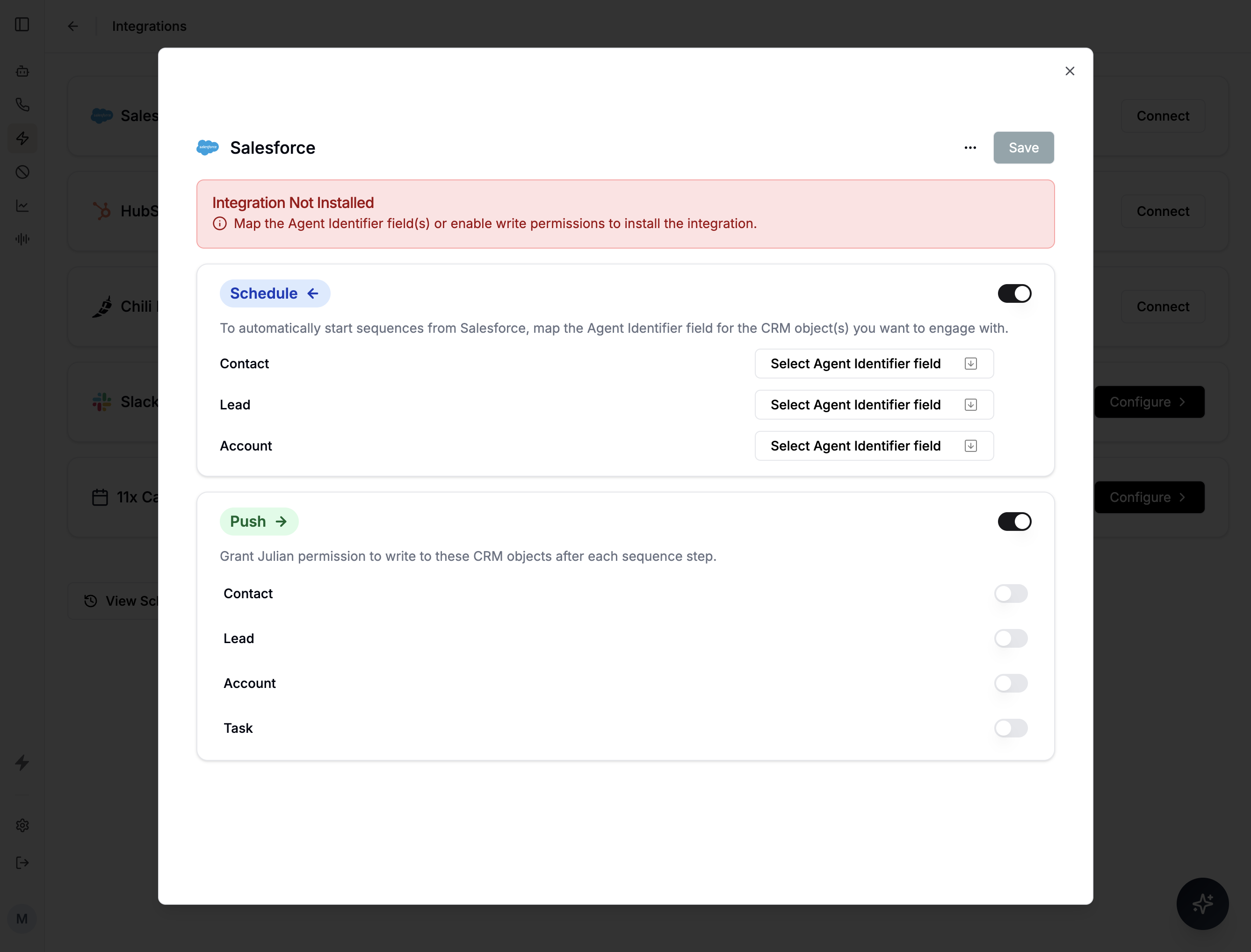 Salesforce installation awaiting configuration
