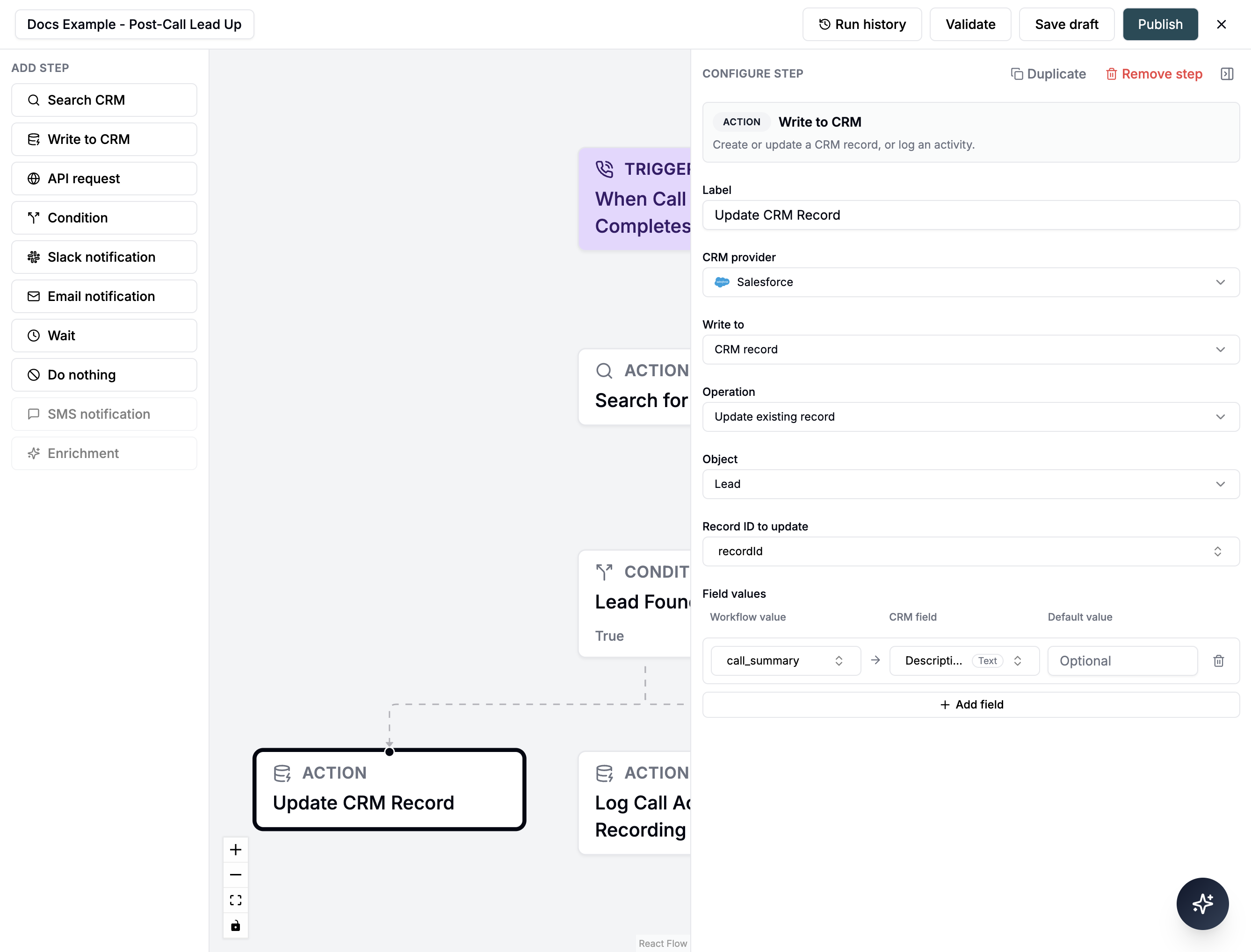 Update CRM Record configuration