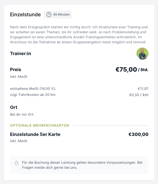 Buchungskalender mit eingeschränkter Leistung