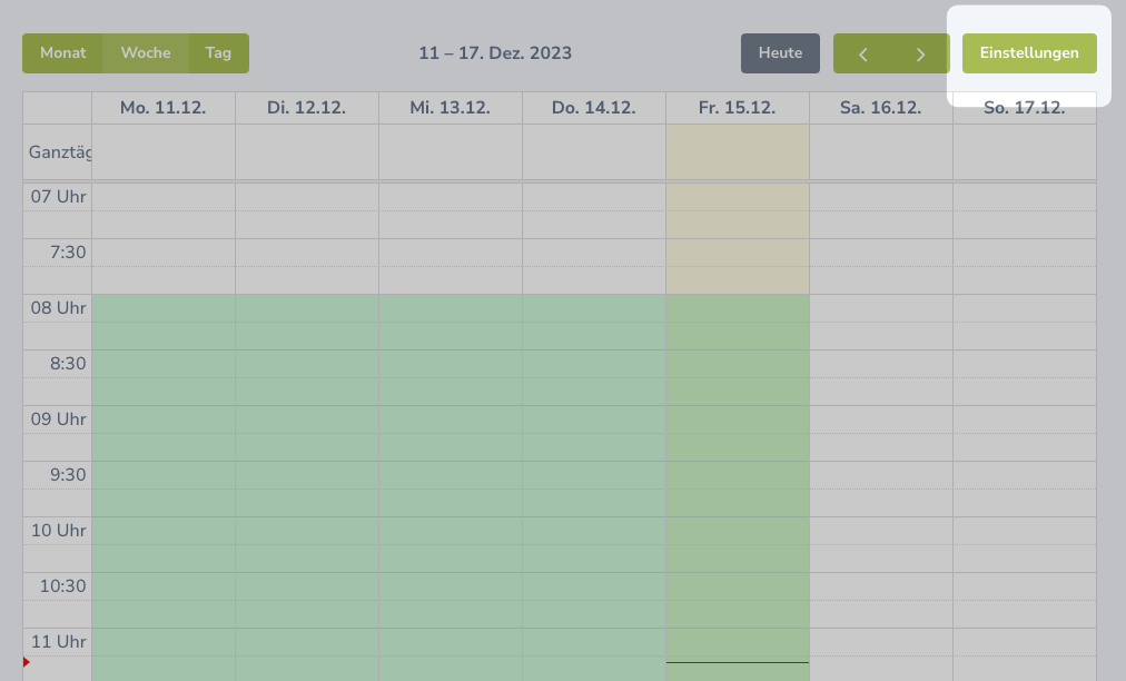 Kalender Einstellungen