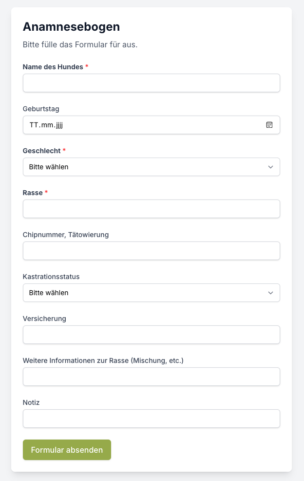 Formular aus Kundensicht – einfaches Ausfüllen ohne Login