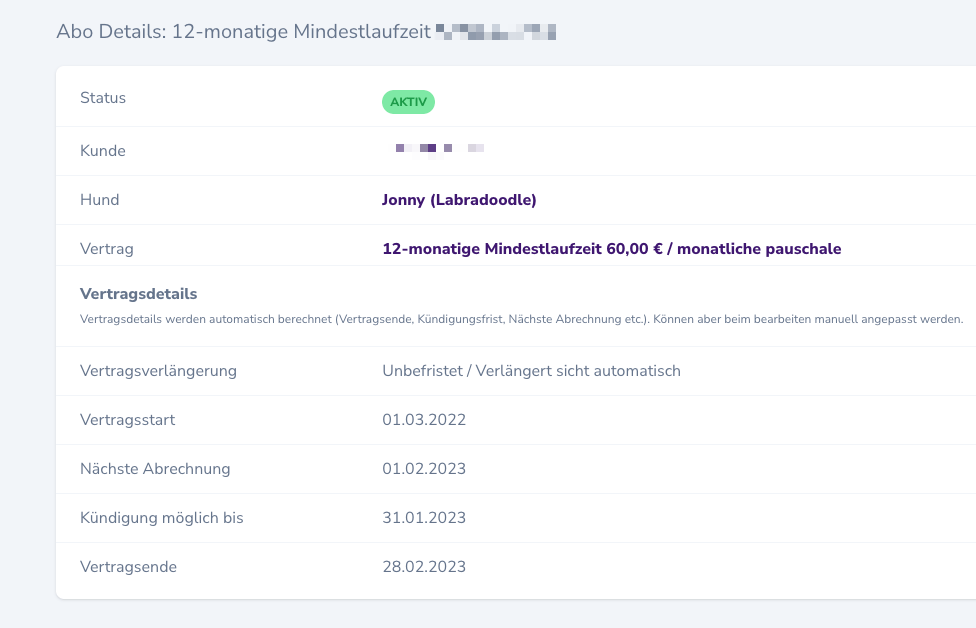 Abonnement-Einstellungen