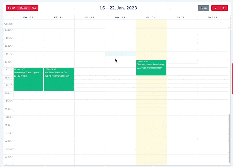 Einzeltraining anlegen