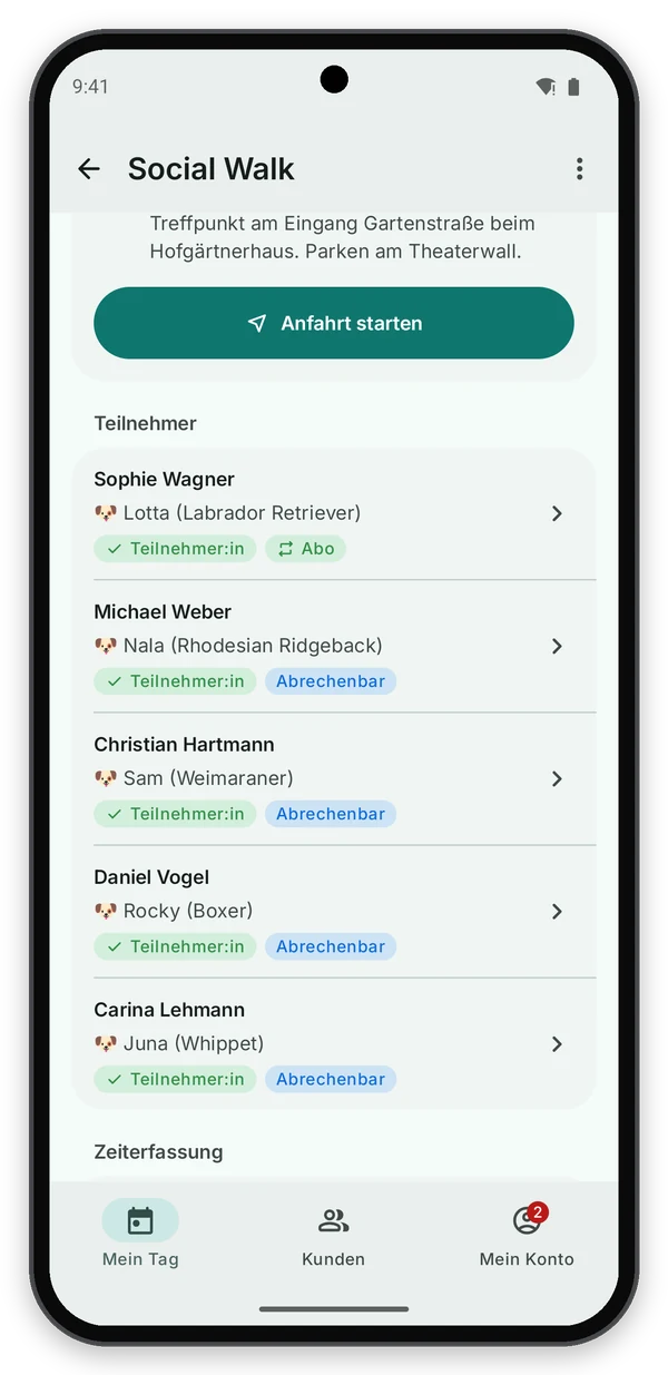 Android: Teilnehmerliste eines Gruppentermins