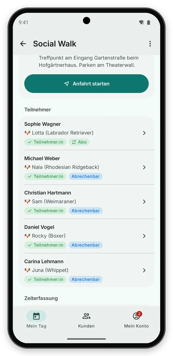 Android: Teilnehmerliste eines Gruppentermins
