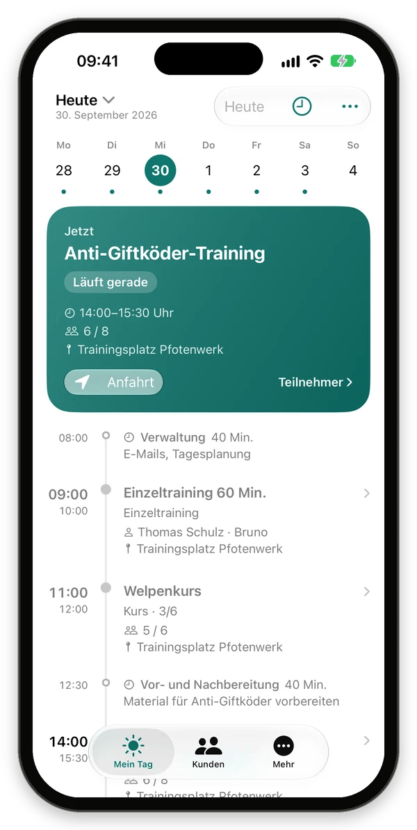 Mein Tag für Trainer:innen mit der Zeitleiste des Tages
