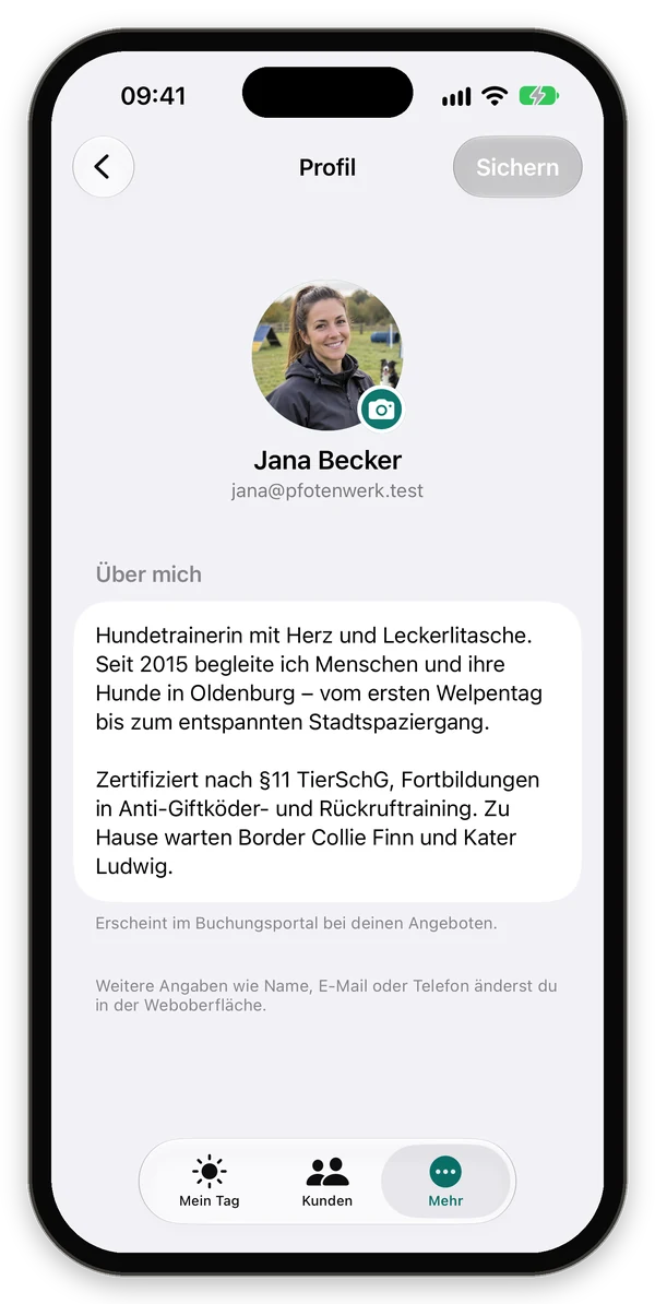 Profil von Jana Becker mit Foto und Über-mich-Text