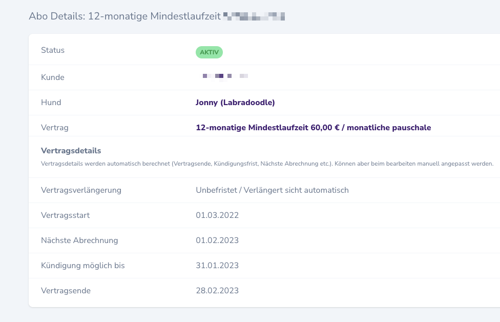 Abonnement-Einstellungen