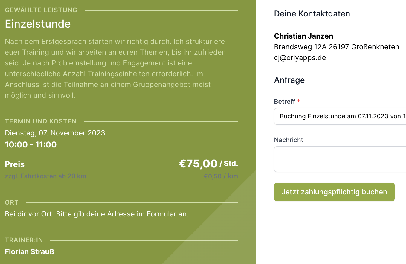Einzelstunden