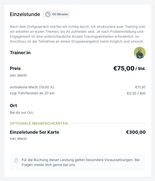 Buchungskalender mit eingeschränkter Leistung