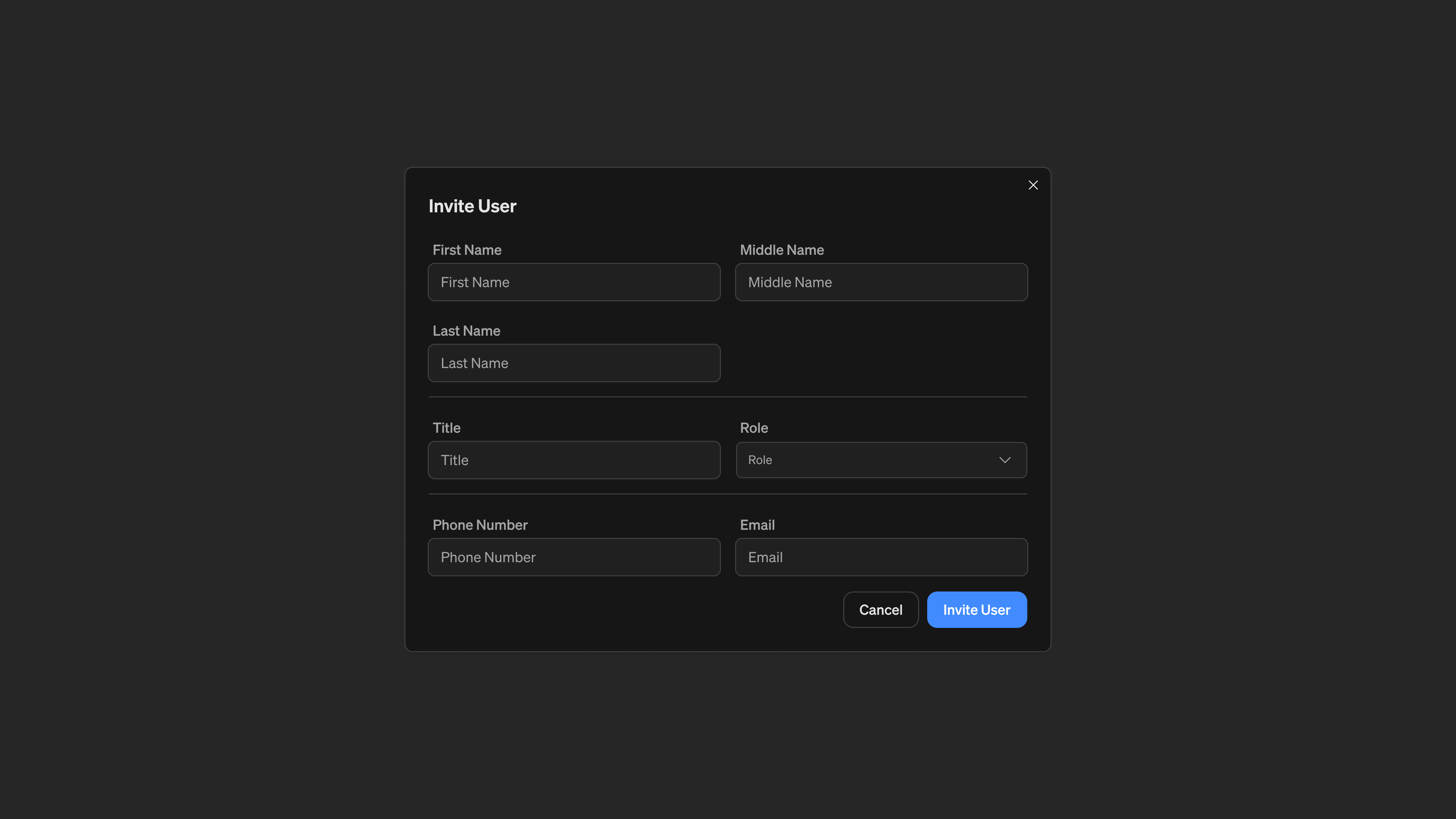 Invite Users Popup