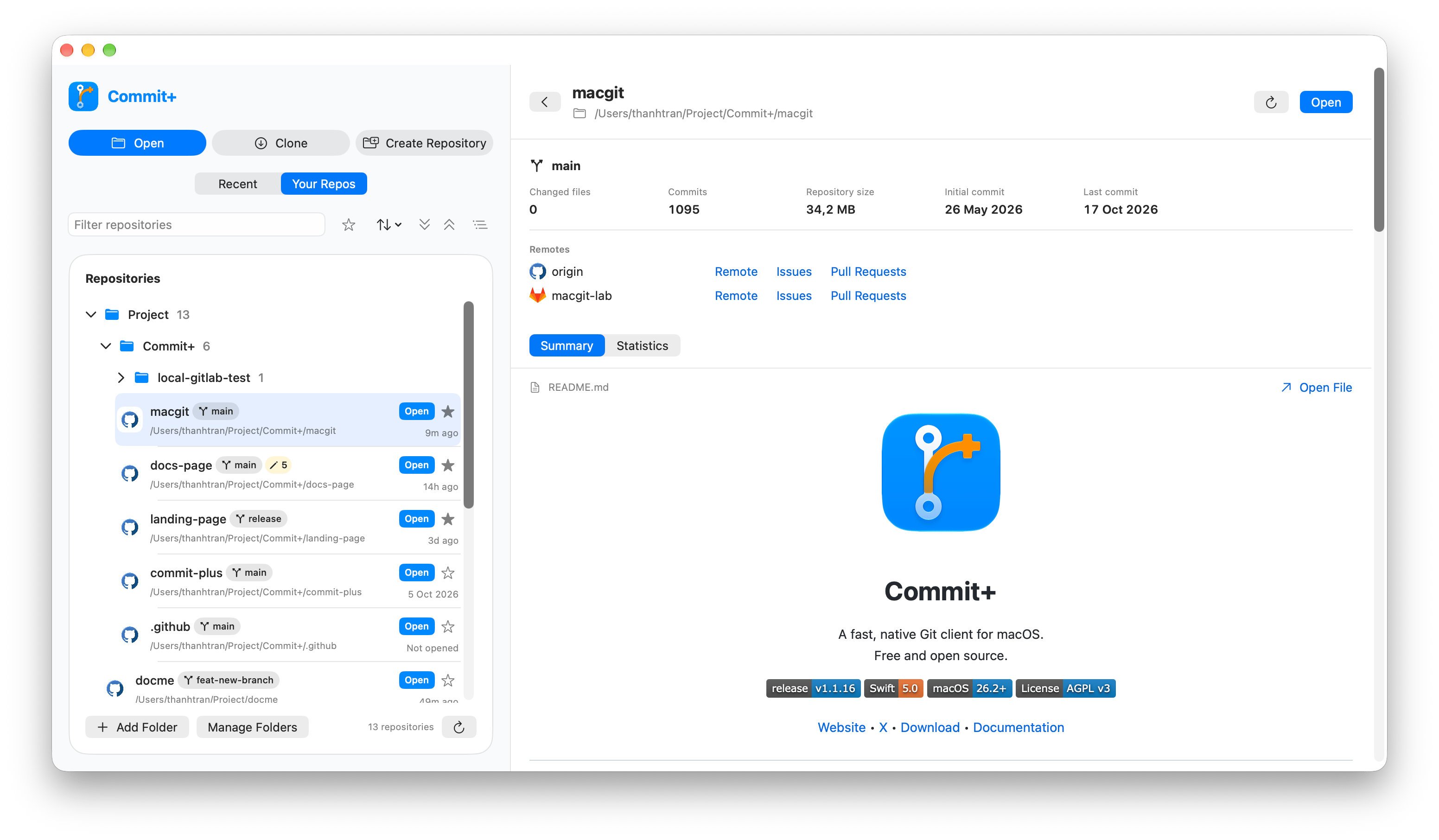 Repository details with the README tab