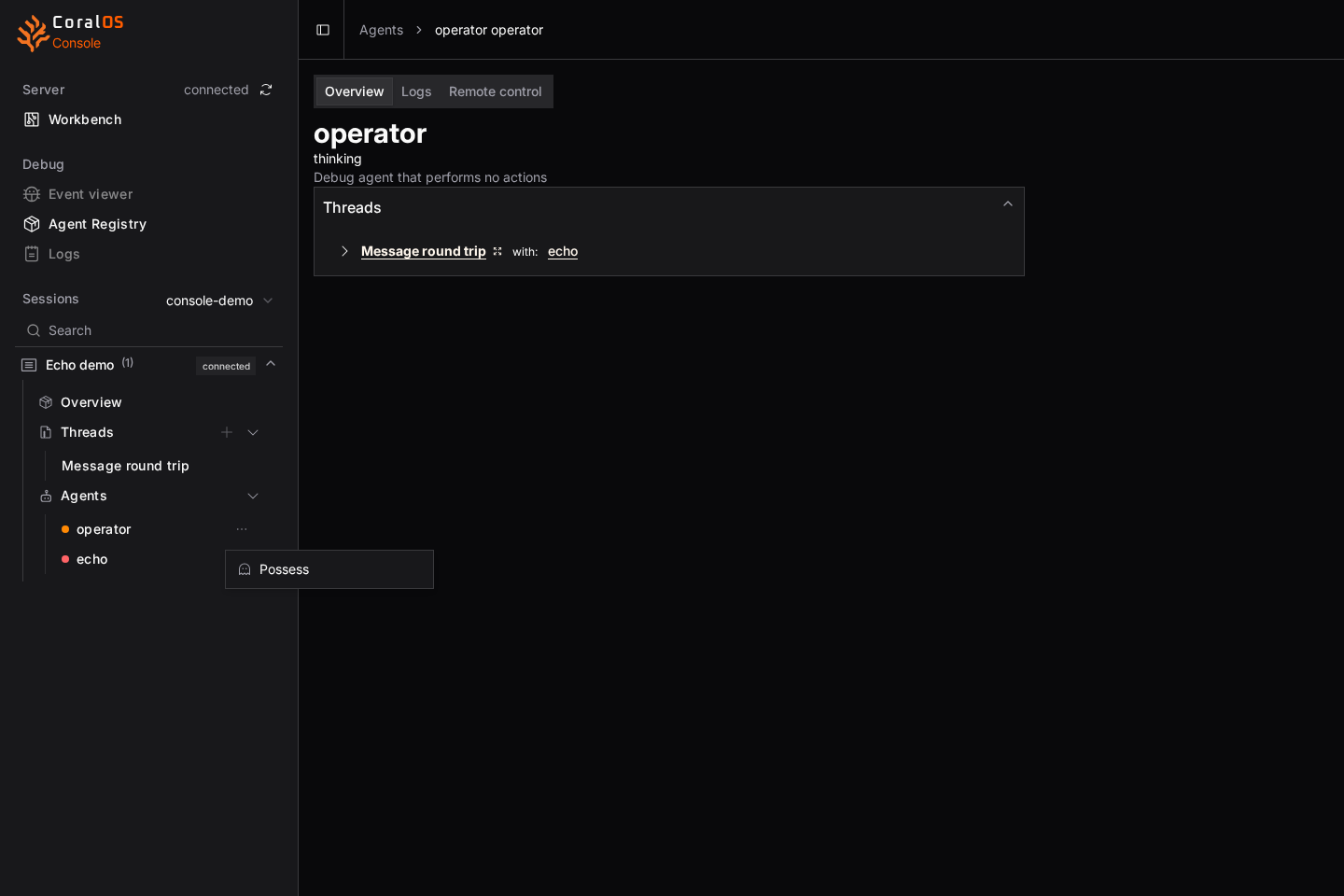 Possess agent dropdown