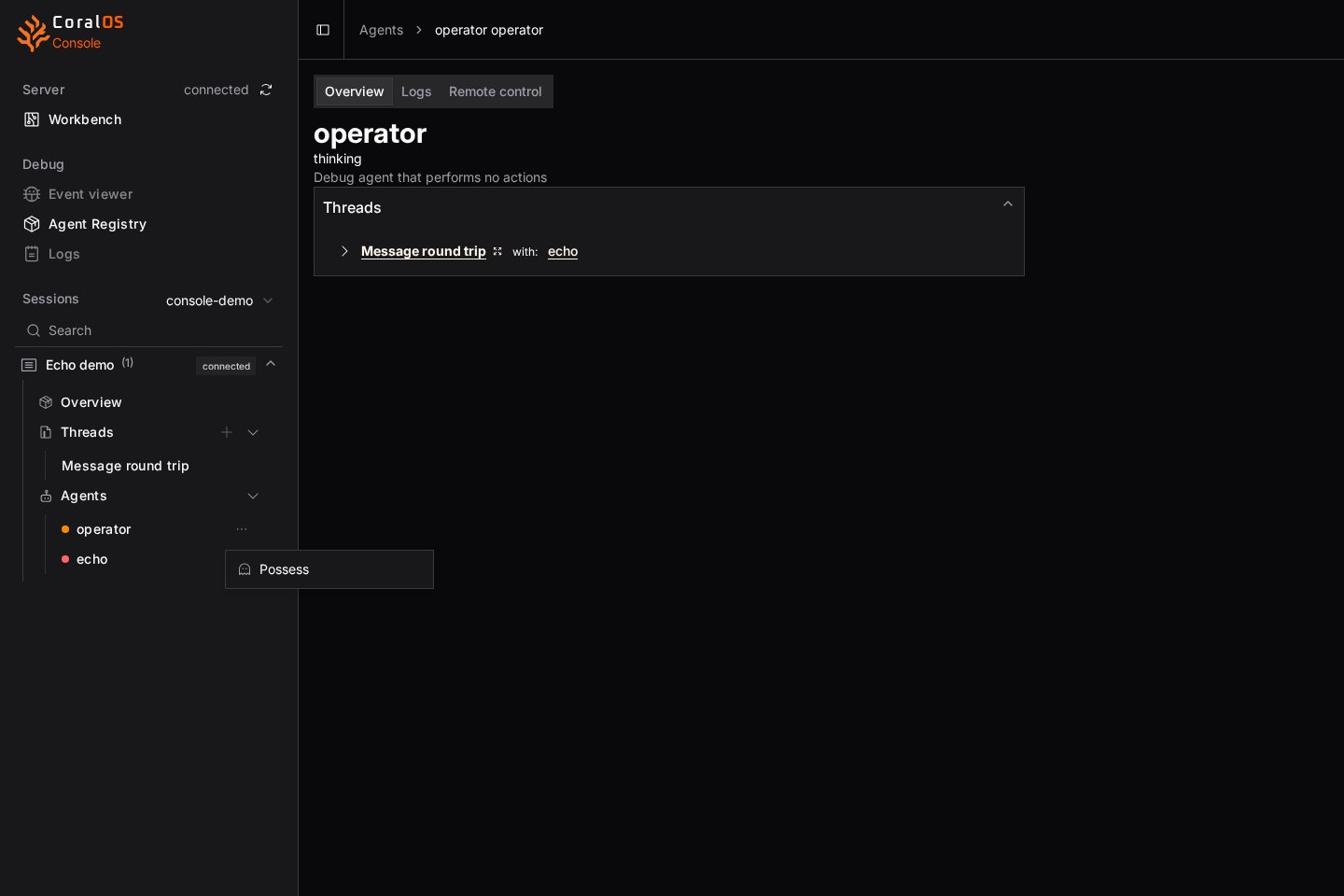 Possess agent dropdown