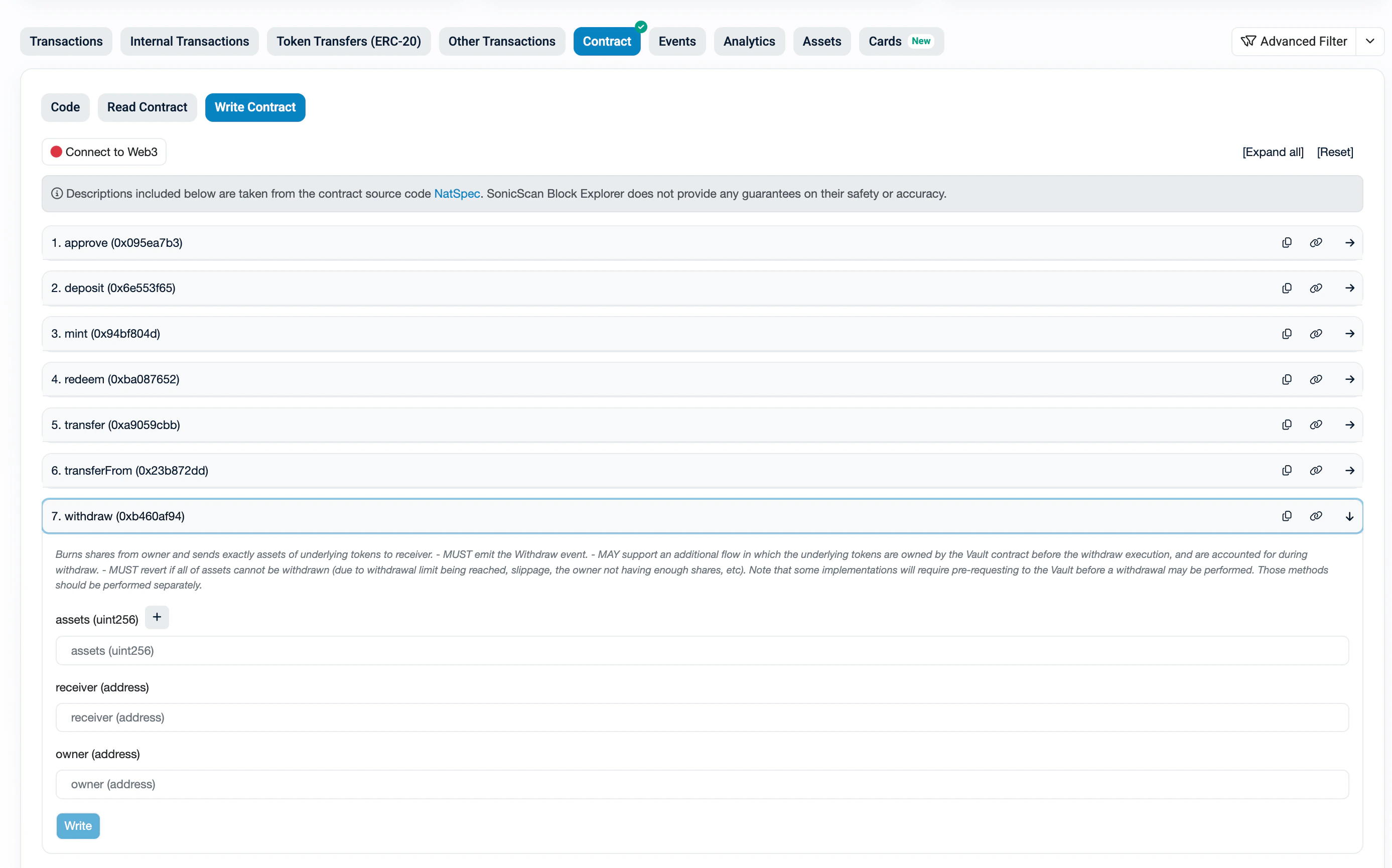 withdraw re-aUSDC on Sonicscan