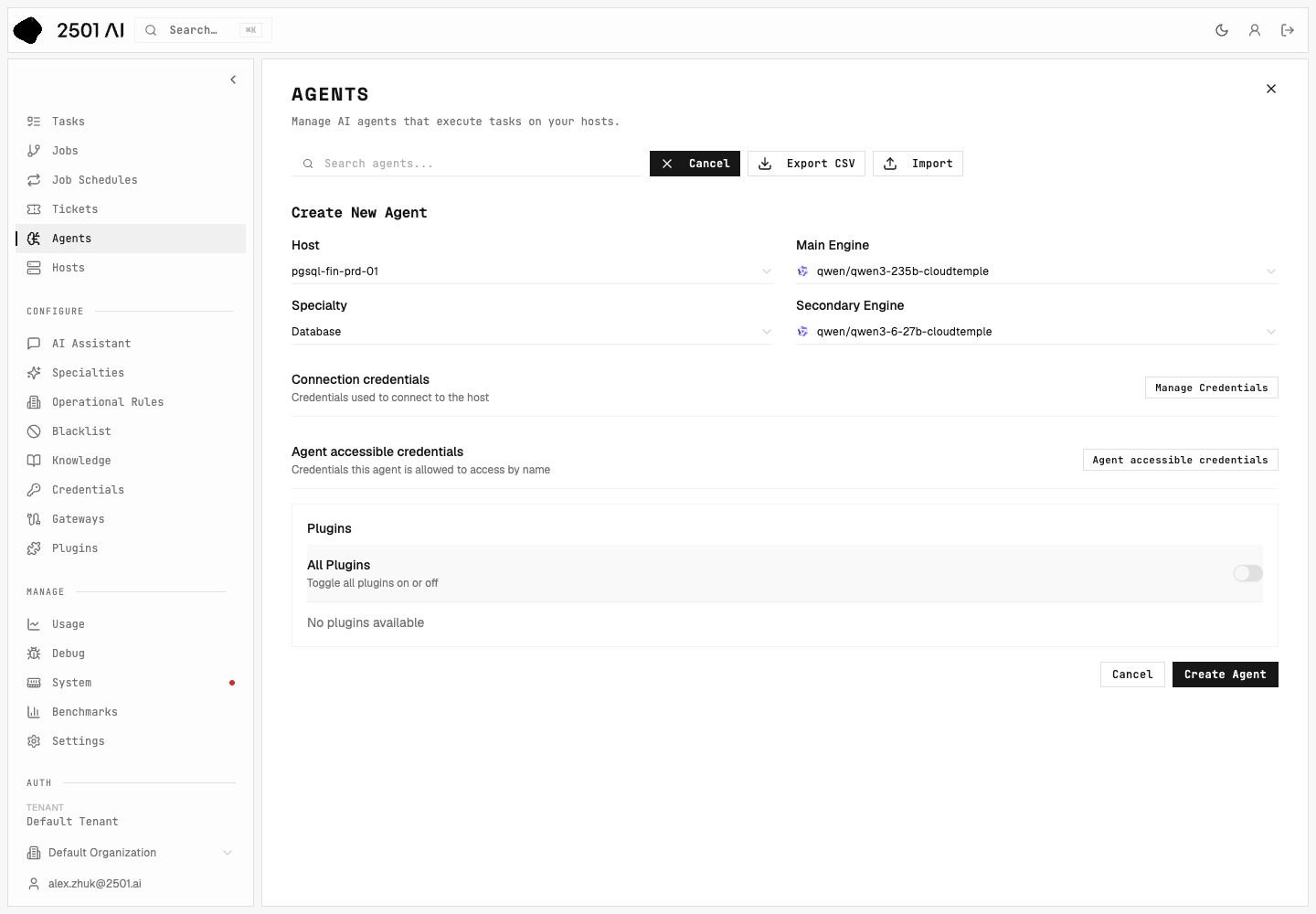 Create an agent