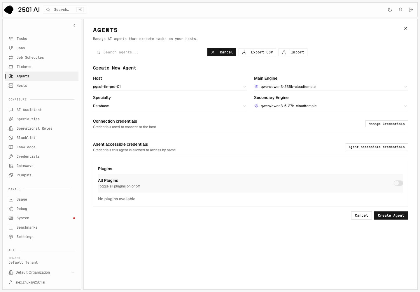 Create an agent