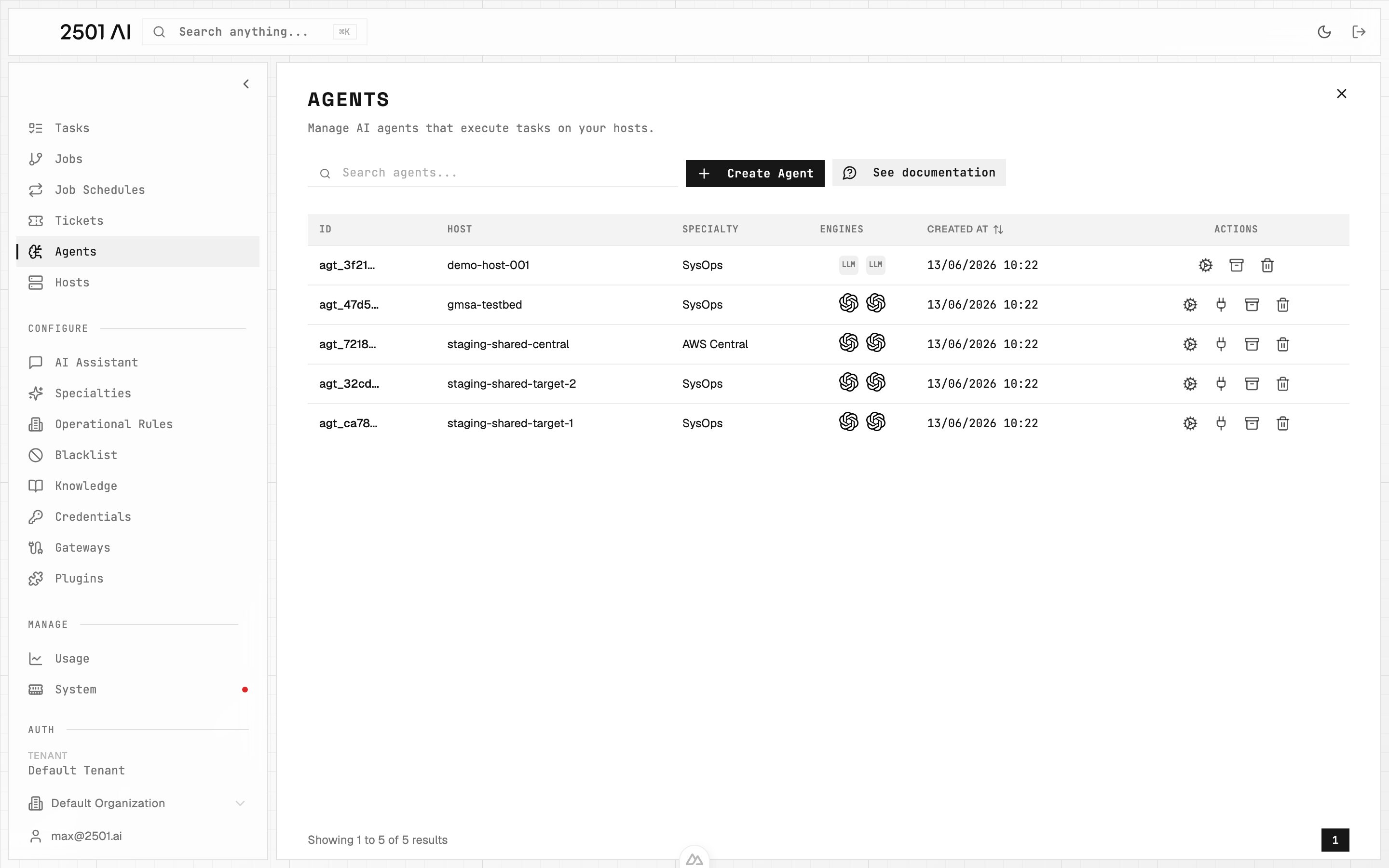 Agents list