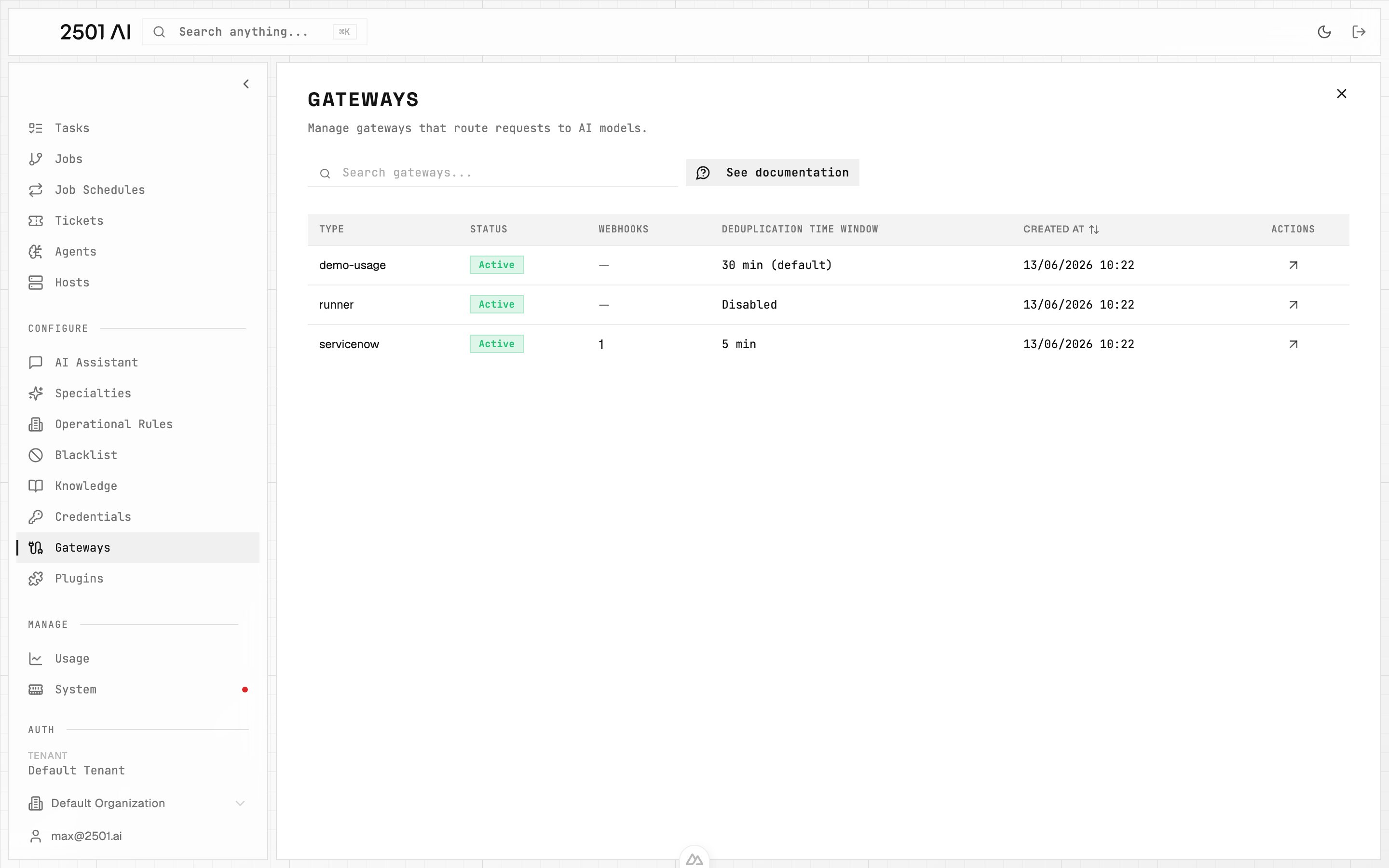 Gateways list