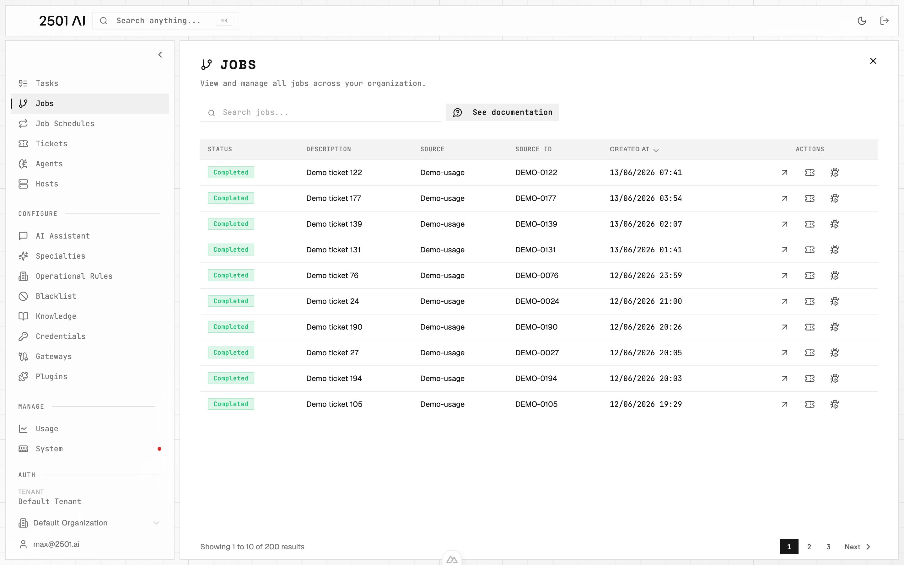 Jobs list