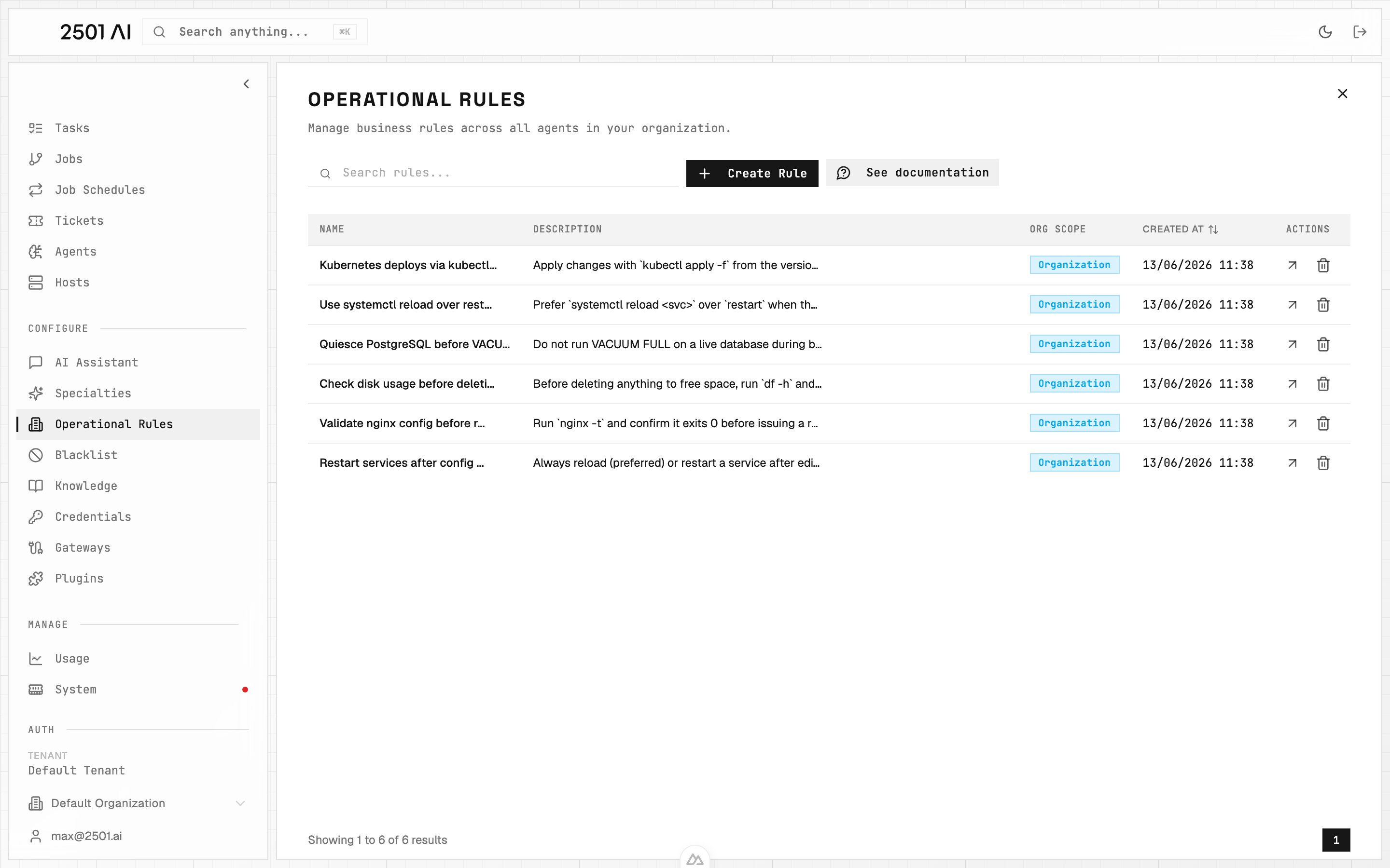 Operational Rules