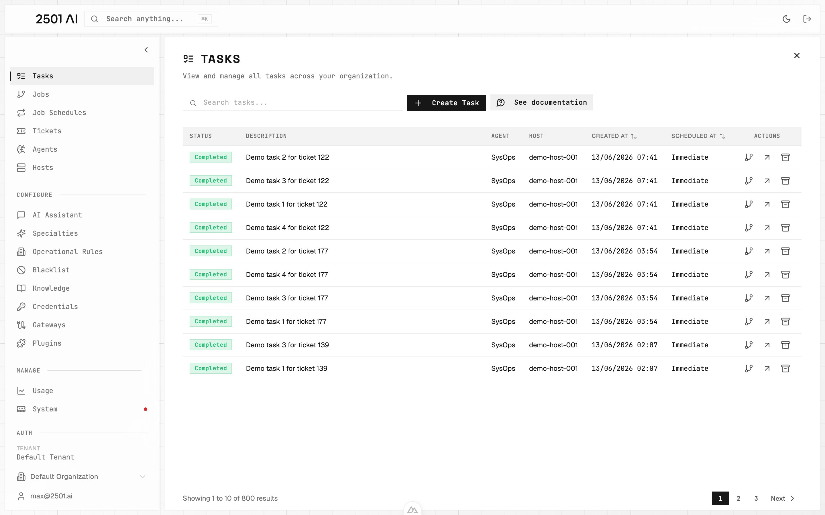Tasks list