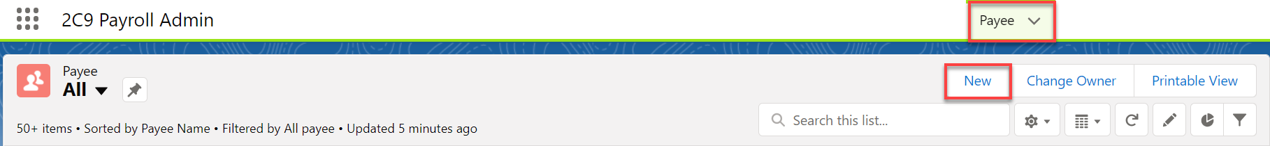 Screenshot from QRG Create a Payee record
