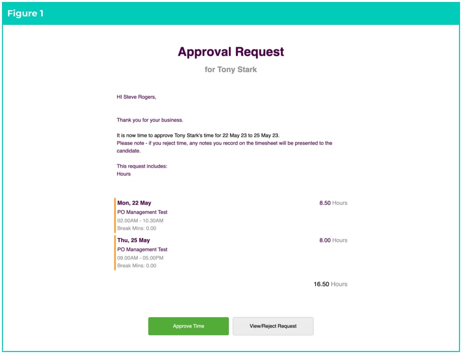 Screenshot from Timesheet Email Approvals (Utilities) - Administrator Guide