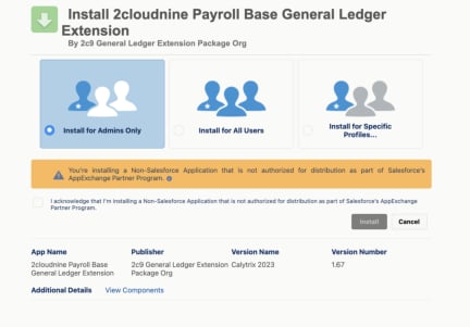 Screenshot from 2cloudnine General Ledger - Configuration and Implementation Guide v1.8