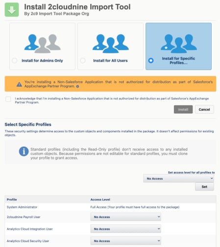 Screenshot from 2cloudnine Integrated Import Tool - Configuration and Implementation Guide