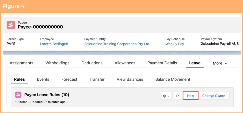 Screenshot from QRG Setup Payee Leave Rules