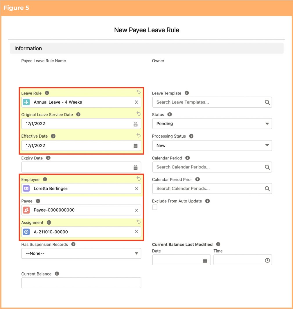 Screenshot from QRG Setup Payee Leave Rules