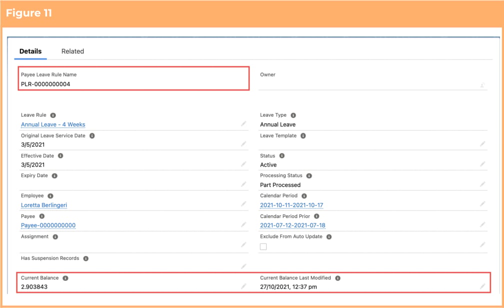 Screenshot from QRG View Leave Balances