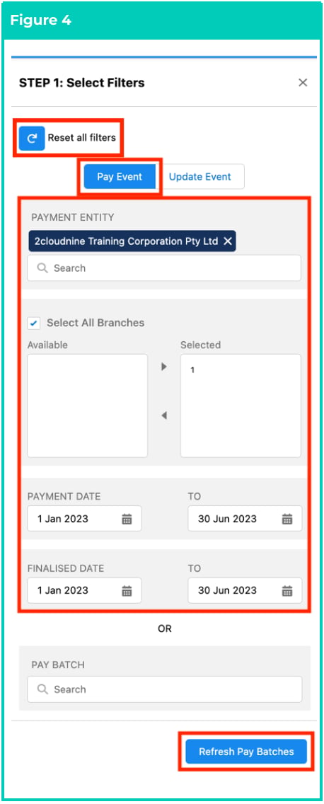 Screenshot from QRG Single Touch Payroll (STP) Lodgements - Pay Event
