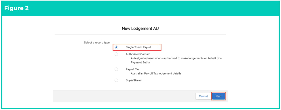 Screenshot from QRG Single Touch Payroll (STP) Lodgements - Update Event