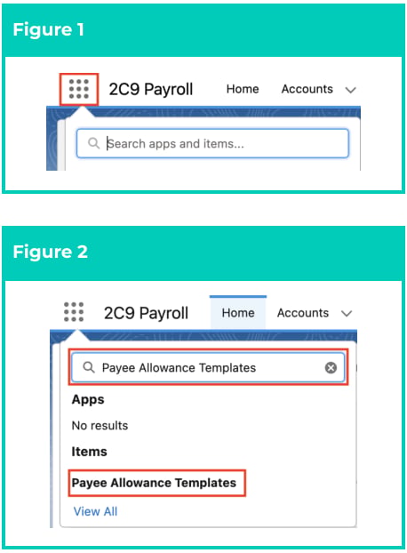 Screenshot from QRG Create a Payee Allowance Template