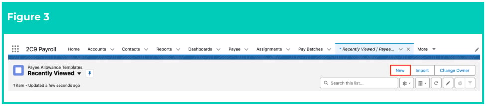 Screenshot from QRG Create a Payee Allowance Template
