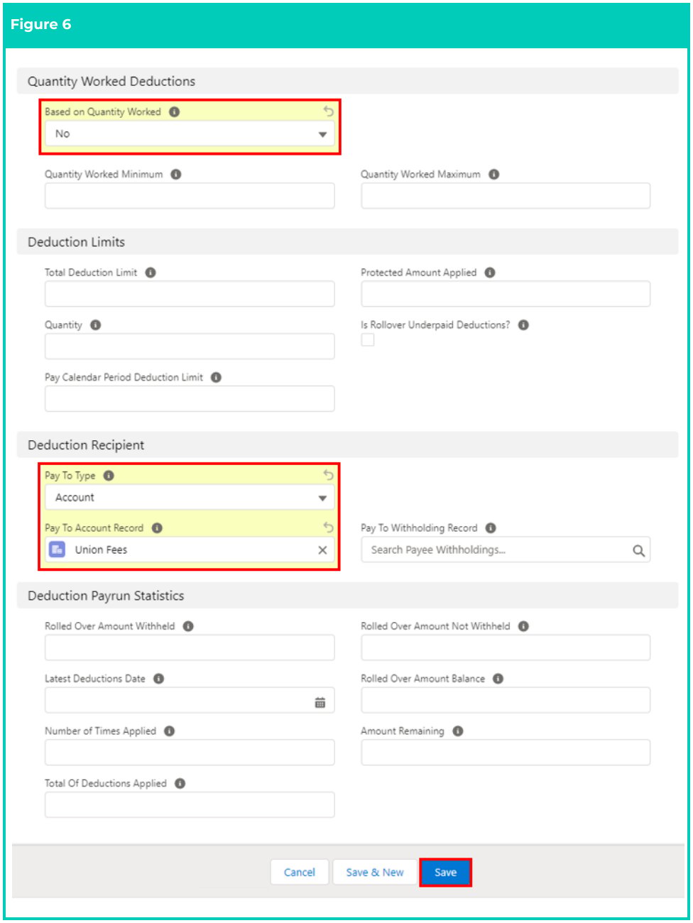Screenshot from QRG Create a Payee Deduction - General
