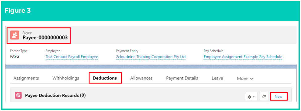 Screenshot from QRG Create a Payee Deduction - PAYG