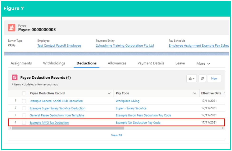 Screenshot from QRG Create a Payee Deduction - PAYG