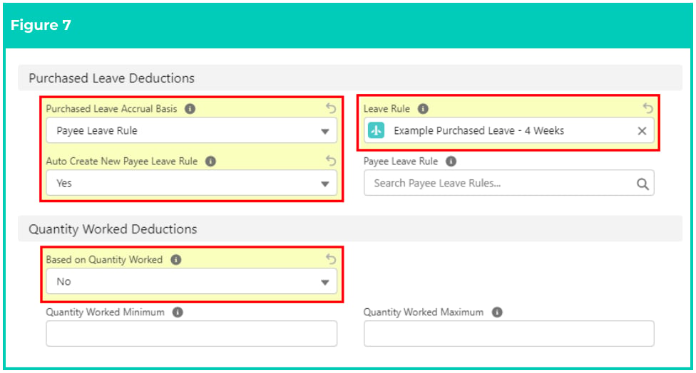 Screenshot from QRG Create a Payee Deduction - Purchased Leave