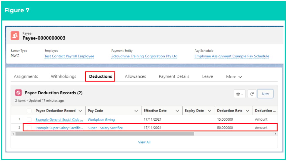 Screenshot from QRG Create a Payee Deduction - Superannuation