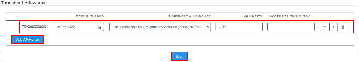 Screenshot from QRG Employee Portal - Enter Payee Timesheets