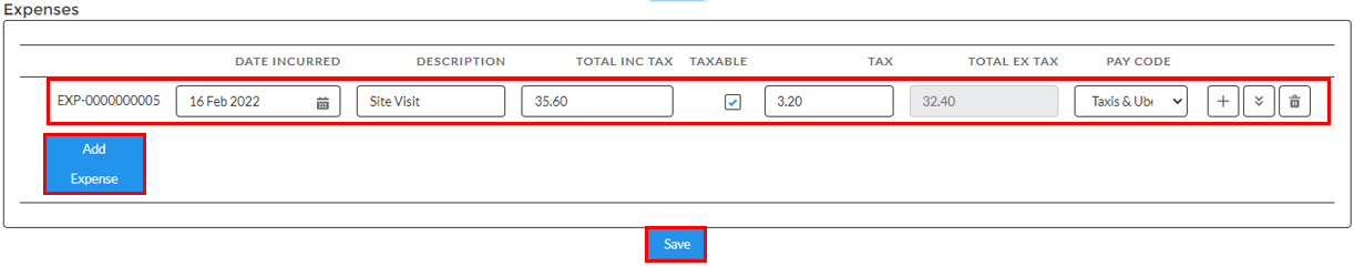 Screenshot from QRG Employee Portal - Enter Payee Timesheets