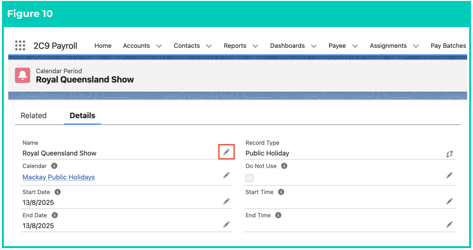 Screenshot from QRG Clone a Public Holiday Calender